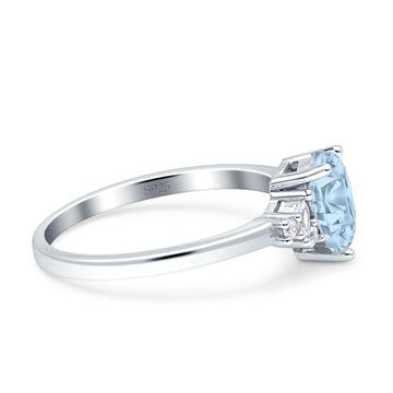 Teardrop Pear Shape Wedding Engagement Ring Simulated Aquamarine CZ 925 Sterling Silver